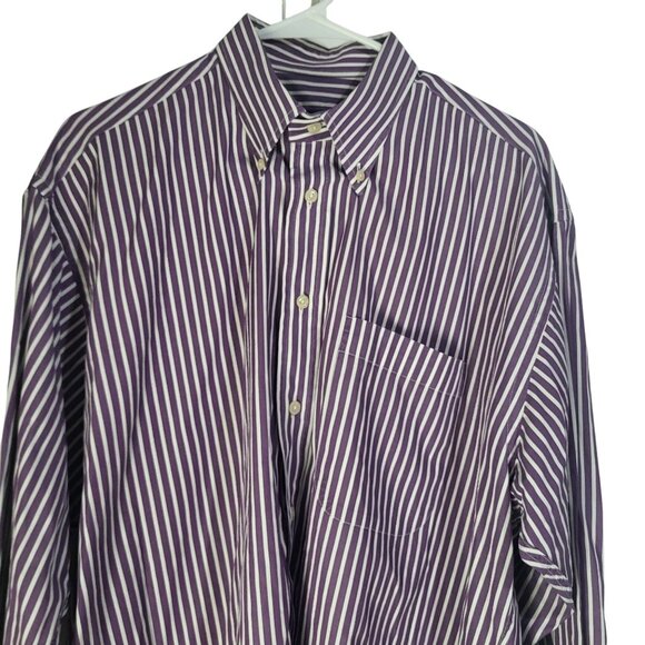 BURBERRY LONDON Men's SZ LG Purple Striped Long Sleeve Button Down Dress Shirt U - Picture 4 of 9
